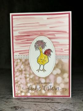 Grußkarte Frohe Ostern Huhn gelb handgemacht